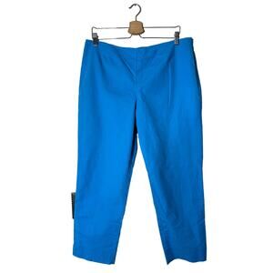 Lafayette 148 Women's Size 14 Blue Stretch Cotton Cropped Bleecker Pant